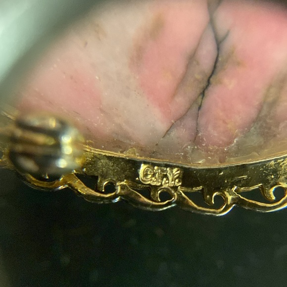 Vintage Rhodonite oval brooch sterling brooch 1.75" x 1.5" Guc - Picture 12 of 14